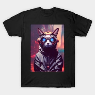 Techno Cat In Japan Neon City T-Shirt